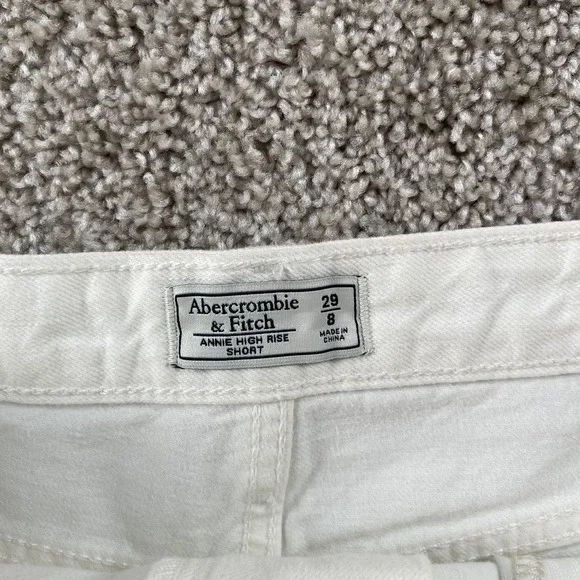 Abercrombie & Fitch Shorts Womens 8 White Denim High Rise Distressed Cutoff - Picture 3 of 9